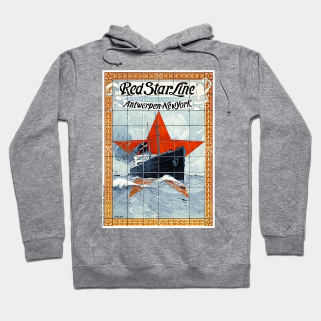 Vintage Travel Poster Belgium Red Star Line Hoodie by vintagetreasure